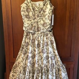 HOUSE OF HARLOW 1960 2 PIECE FLORAL TOP & SKIRT SET 100% COTTON